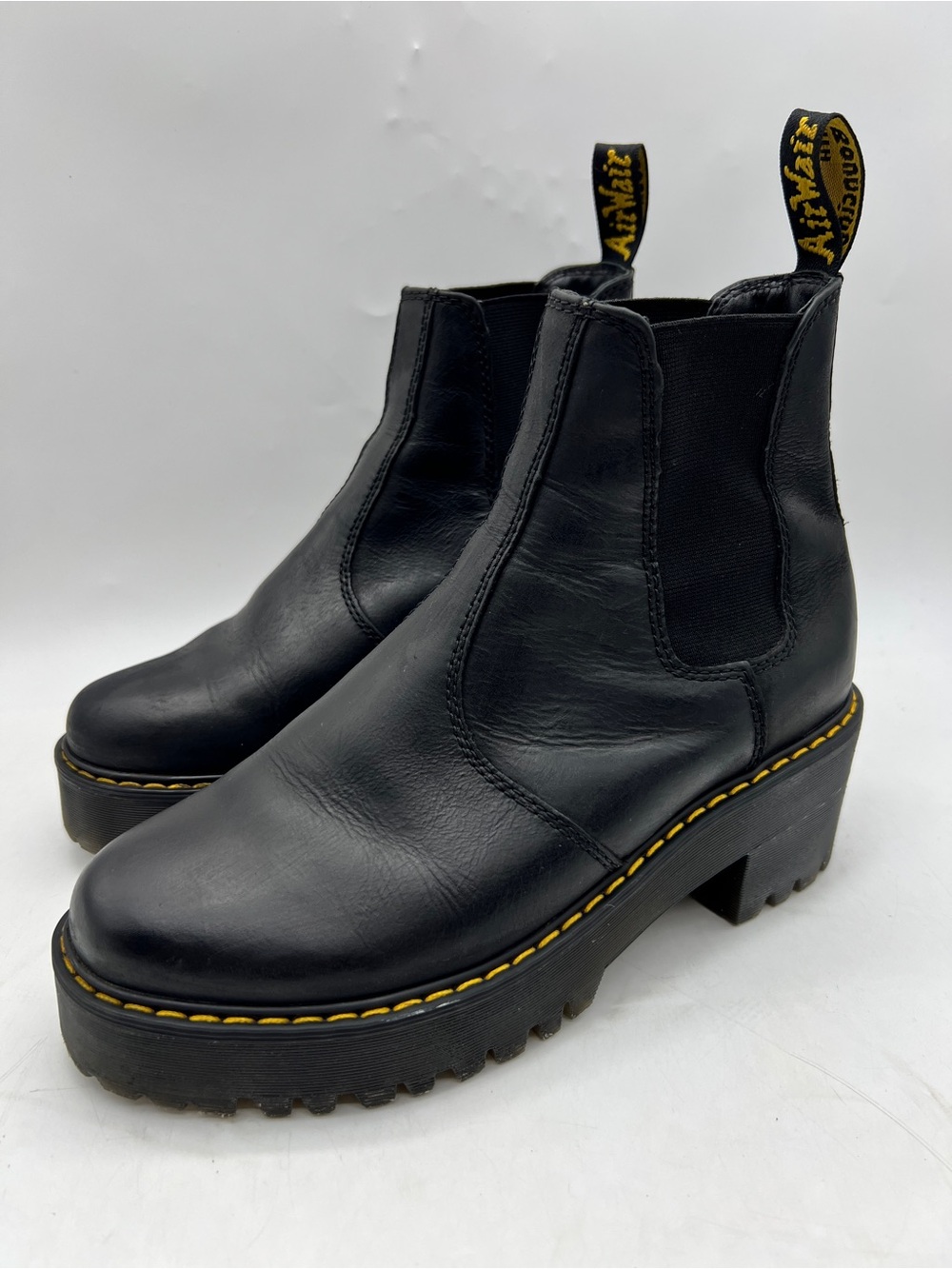 Dr. Martens Rometty Women’s Size 7 Black Leather Platform Chelsea Boots